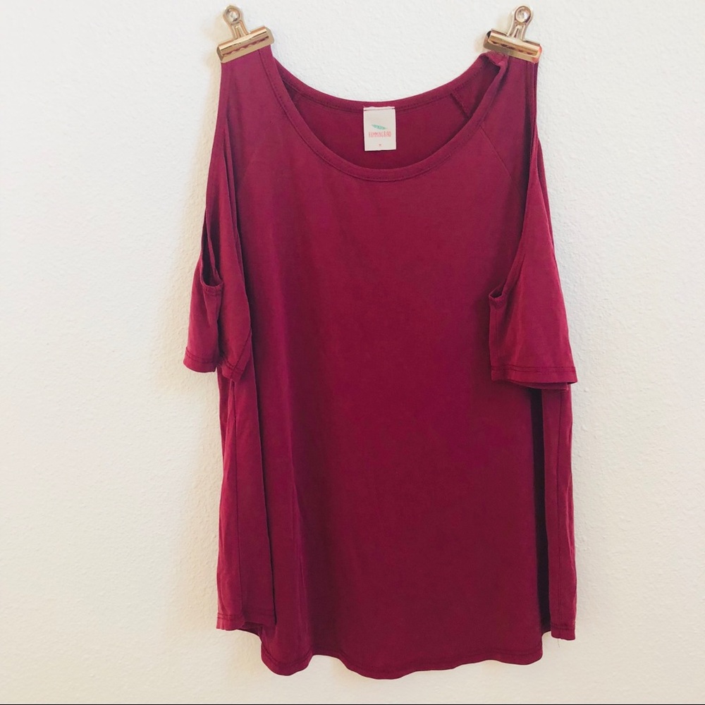 Medium Cold shoulder maroon top